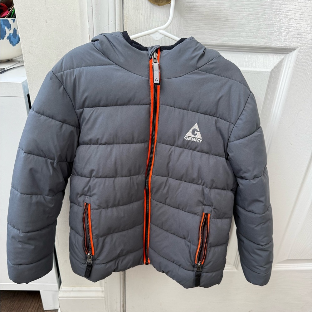 Gerry Gray Puffer Jacket with Orange Accents boys size 6